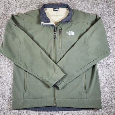 The North Face Mens Large Apex Softshell Jacket Full Zip Green Outdoor Coat