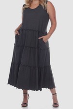 White Mark Women's Gray Tiered Scoop Neck Sleeveless Dress Plus Sz 2XL