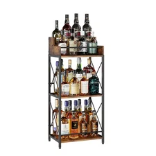 Liquor Bottle Display Shelf, Coffee Syrup Rack Organizer, 3 Step Countertop W...