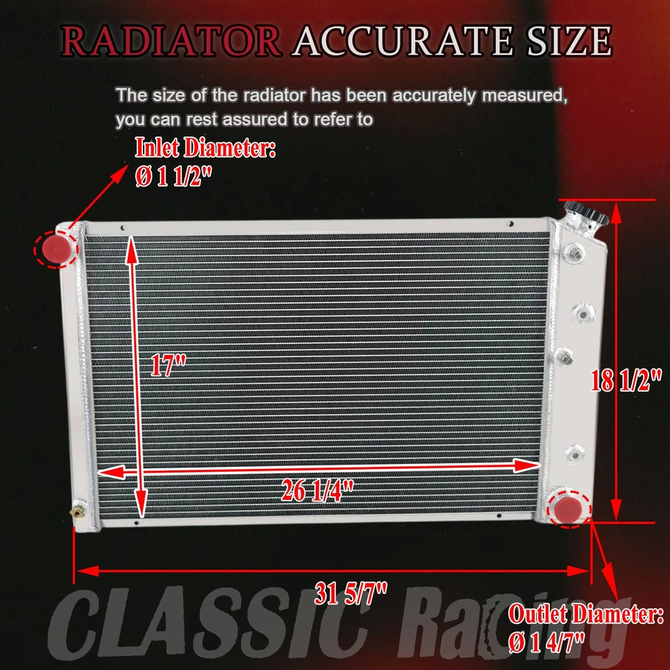 Fit G-Body Monte Carlo El Camino Regal Cutlass 1978-88 3 Row Radiator&Shroud Fan Foto 2 de 4