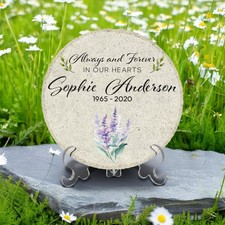 Personalized Always and Forever in Our Hearts Memorial Garden Stone