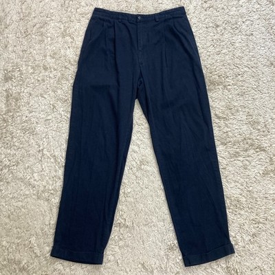 VTG Polo Ralph Lauren Pants Mens 33x32 Blue Hammond Chino Double Pleat Pleated