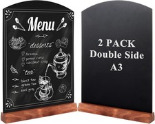 SHUESS 2 Pack A3 Chalkboard - 42 x 29.7 cm Double Sided Blackboard - Tabletop C