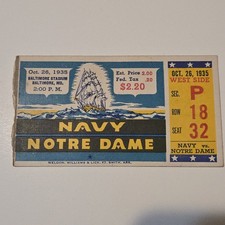 NOTRE DAME vs NAVY Ticket Stub - 1935