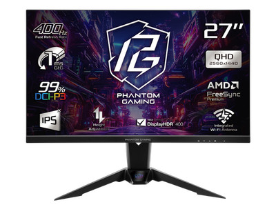 ASRock Phantom Gaming 27 inch QHD 2K 1440P 400Hz IPS AMD FreeSync Premium
