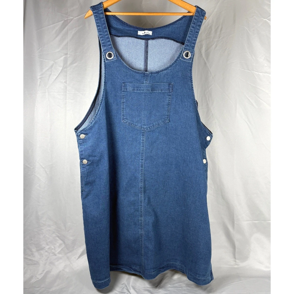 jean jumper dress knee length Women's Denim Pintuck Jumper - Blue Denim - XL