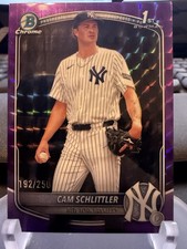2025 Bowman Chrome Cam Schlittler #BCP-166 Purple Geometric Refractor /250