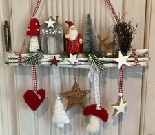 Handgefertigter Deko Fensterh&auml;nger Astb&uuml;ndel Santa Elch Weihnachtshaus -991
