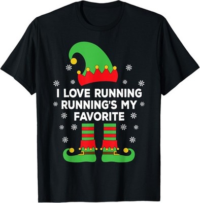 I Love Running Running's My Favorite Running Elf Christmas T-Shirt