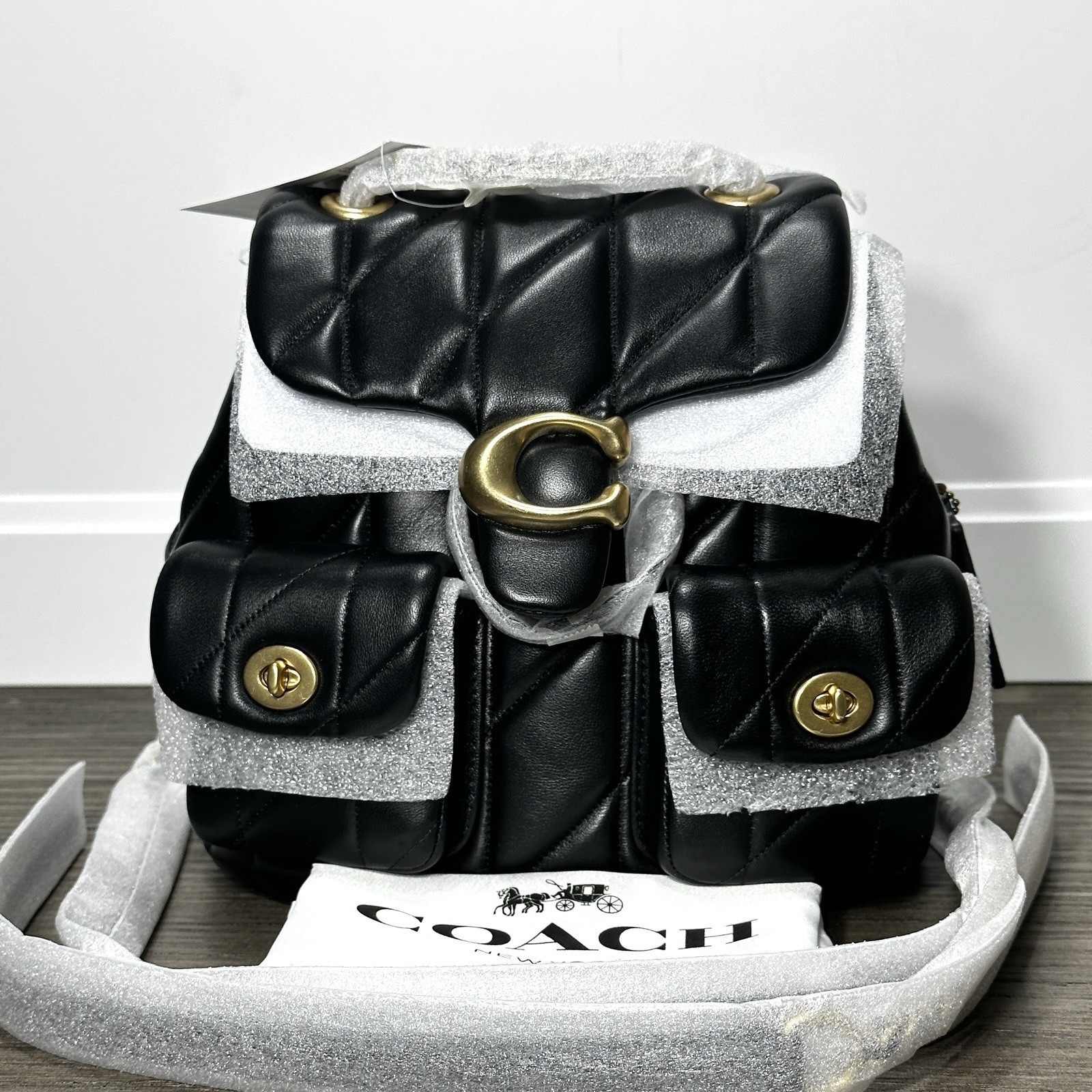 Coach Tabby Backpack Crossbody Bag Pillow Quilting Black Nappa Leather CU076 NWT