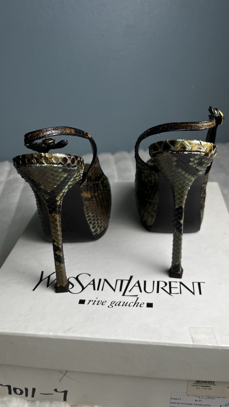 YSL Yves Saint Laurent Python Platform Heels 37 S… - image 5