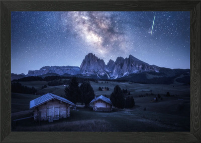 Alpental Milchstraße gerahmtes Wandbild Poster Leinwanddruck Bild