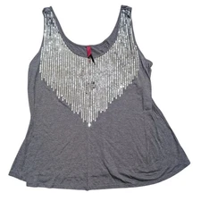 Pure Energy Plus 2 2X 18 20 Tank Top Sequined Silver Gray Grey