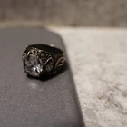 Vintage Men's Sterling Silver ? Ring Art Deco  Size 10 Rhinestone ?
