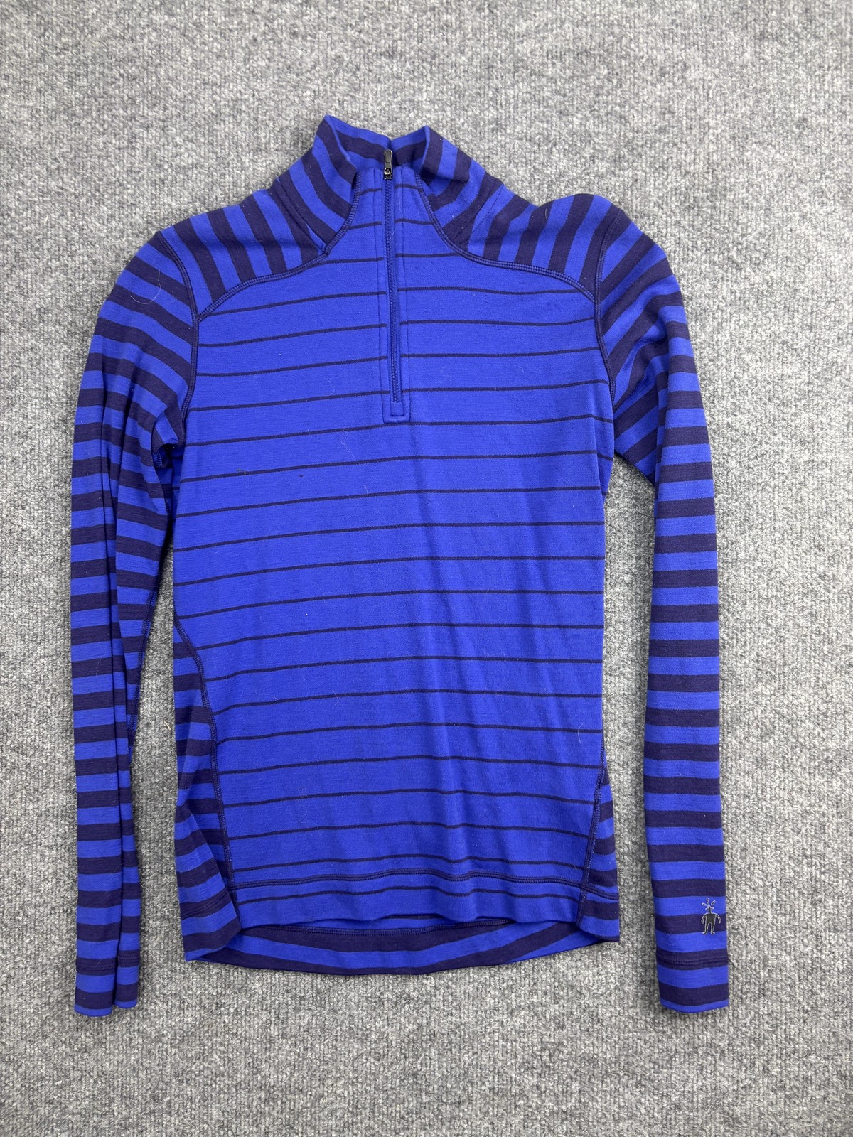Smartwool Pullover Womens Medium Blue Striped 1/4… - image 1