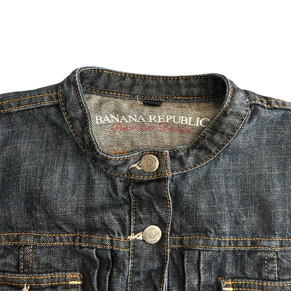 Chaqueta de mezclilla Banana Republic para mujer mediana lavado oscuro premium jean abrigo chaleco Foto 4 de 4
