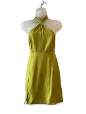 Urban Outfitters Julian Satin Halter Mini Dress Lime Green Size Small