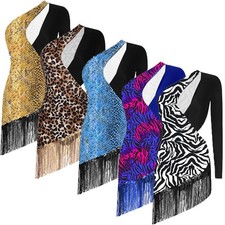 Women Dresses Danceshirt Dress Coaster Costume Animal Latin Adorned Print Waist