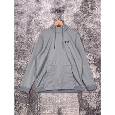 Under Armour Fleece Hoodie Mens Gray Coldgear Pullover Size L Large