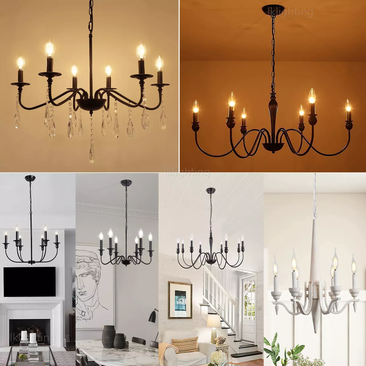 Farmhouse Chandelier 6 8 Lights Rustic Candle Kitchen Ceiling