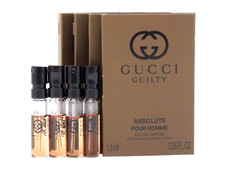 GUCCI GUILTY ABSOLUTE POUR HOMME EAU DE PARFUM 1.5ml .05fl oz x 4 SPRAY SAMPLES