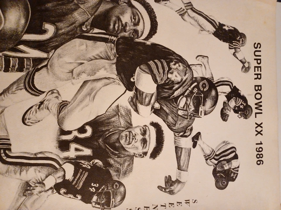 L E Savage 1986 Super Bowl XX DIBUJO 14 X 17 Foto 2 de 4