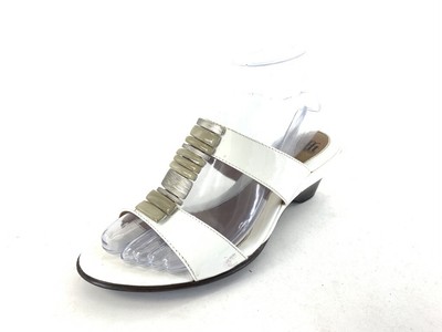 Sofft White Metal Copper Patent Leather Sandals Slip On Shoes Sz US 7.5 W wide | eBay