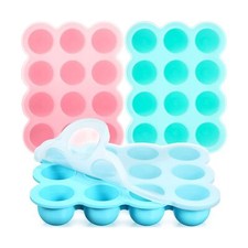 3 Pcs Baby Food Storage Container 12 Cup Silicone Baby Food Freezer Tray with...