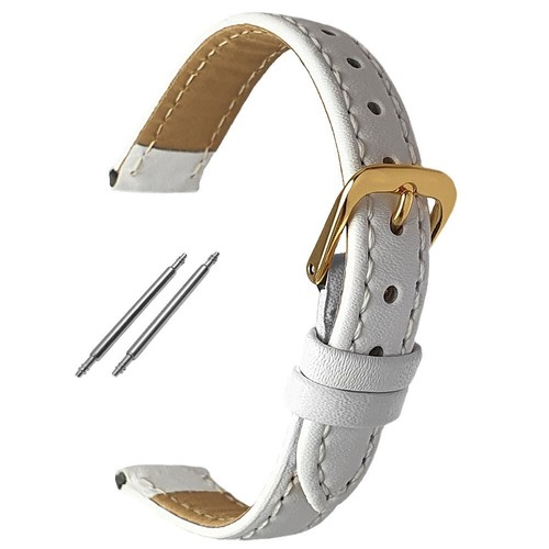 Ladies White Leather Watch Strap With Gold Buckle 8mm eBay
