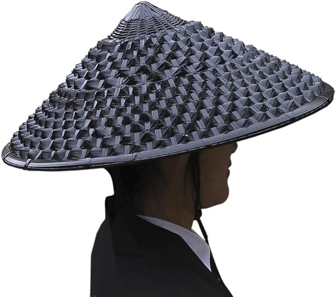 Straw Bamboo Headwear Vintage 1960s Asian Sun Hat Woven  display picture 1