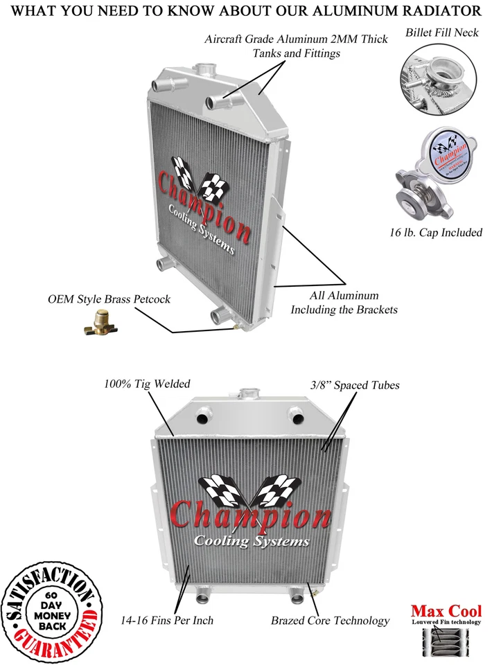 1948 1949 1950 -1952 Mercury M47 пикап 3 ряда DR радиатор (плоская головка V8) - Изображение 3 из 4