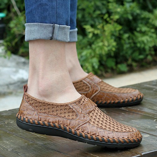 Men's Driving Slip on Loafers Flats Mesh Breathable Comfort Casual Boat Shoes - Picture 9 of 16