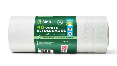 BIN IT 40 White Drawstring 50L Strong & Secure, Refuse Sacks, Bin Bags - Picture 2 of 8