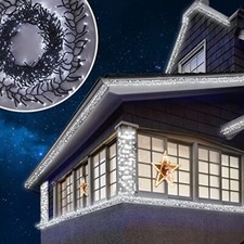 ANSIO® Christmas Lights 1000 LED Cluster Lights Cool White Green Cable USED