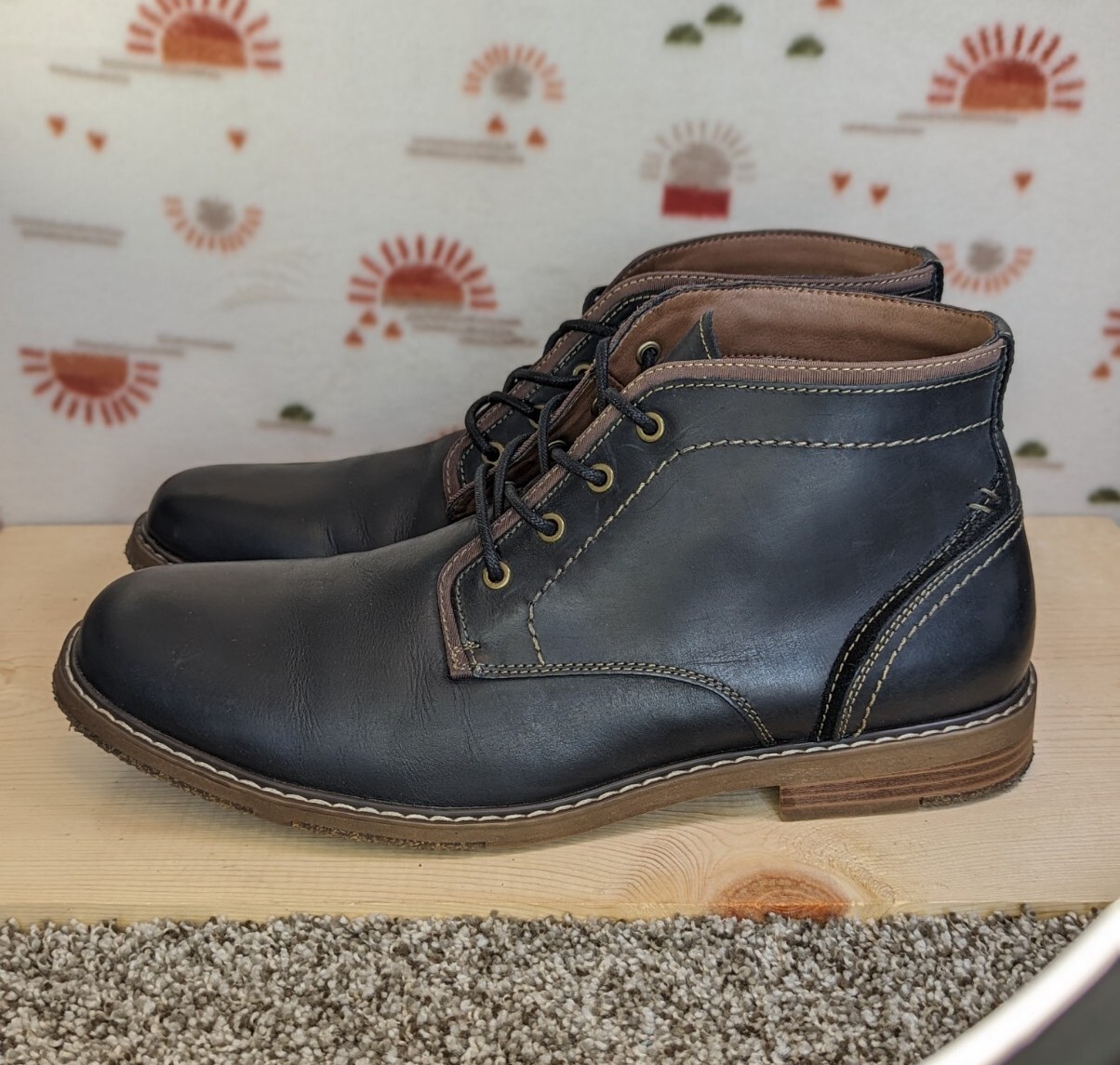 Hawker Rye Mens Size 11 Black Leather Chukka Classic Dress Shoes Boots Size eBay