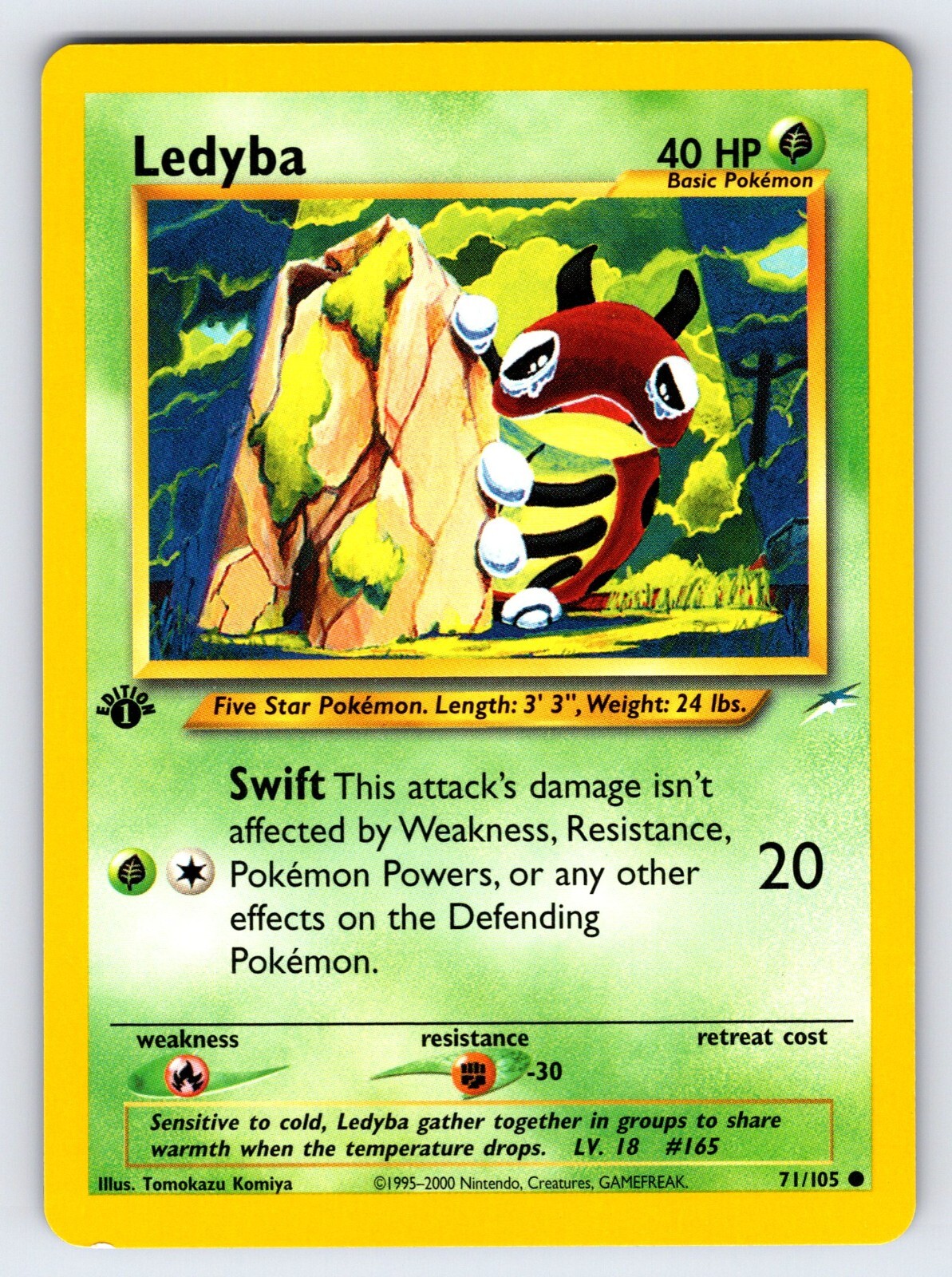 Ledyba 71/105 2002 1st Edition Neo Destiny Pokemon Card TCG Komiya Artwork - Nm