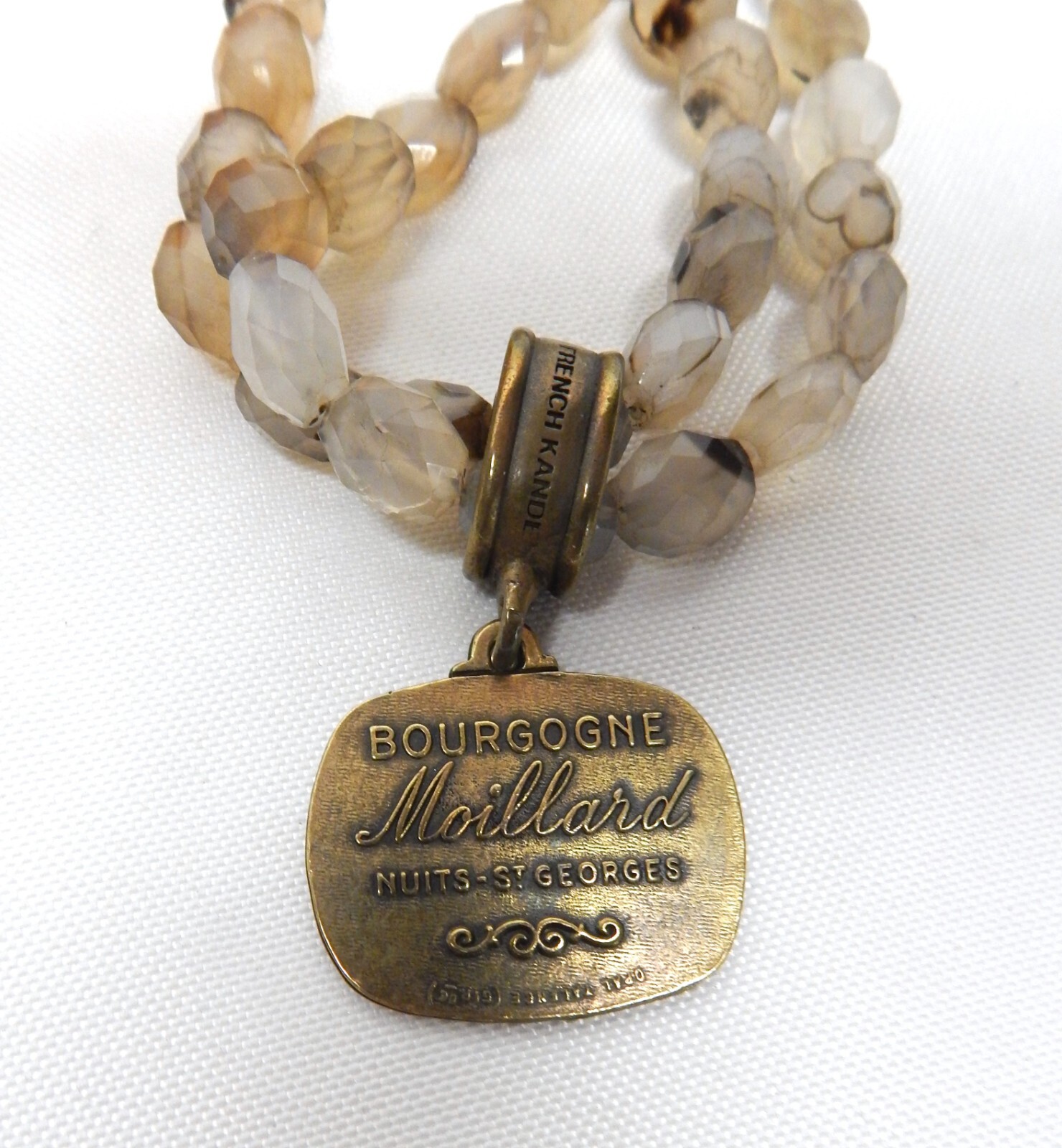 FRENCH KANDE MULTI STRAND INCLUSION QUARTZ & BRASS GRIFFON PENDANT