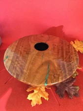 Painted Eucalyptus Wooden Bowl Inlaid with Turquoise by Gary Austin (SALE)