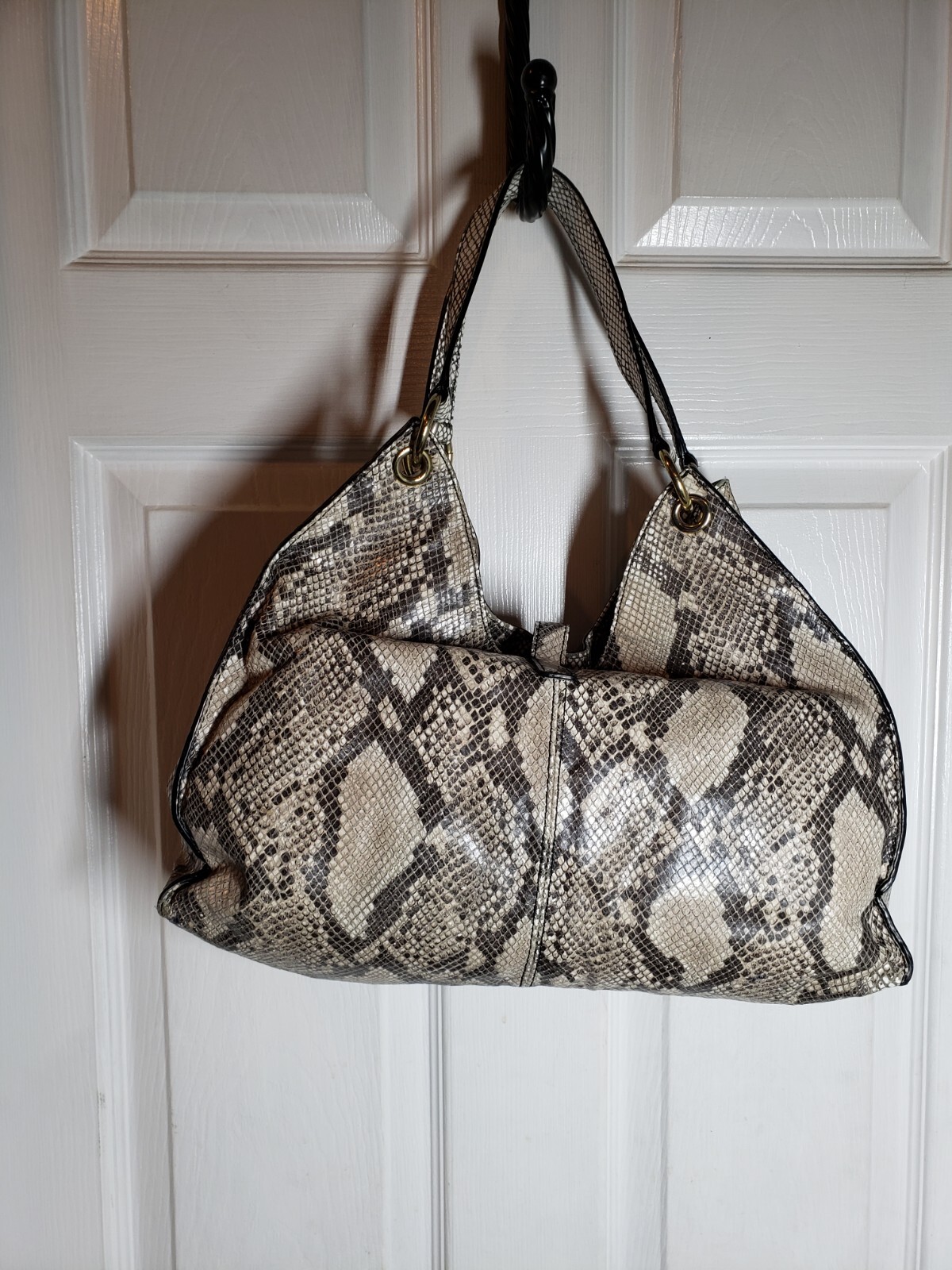 Talbots Python Leather Handbag Large - image 4