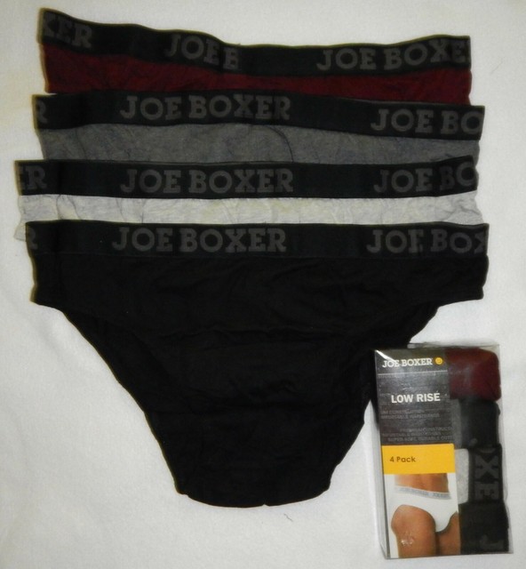 Mens Joe Boxer Low Rise Small 2830 Tagless Cotton Underwear 4 Pair BN