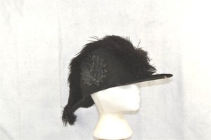 antique  hat  chapeau  fraternal parade   black ostrich feathers original 7 3/8