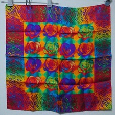 Gucci small Scarf Pocket chief Silk 45cm 17  flower rose multicolor