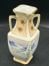 Vintage Hand Painted Nippon Two Handled vase