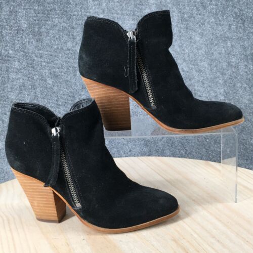 Dolce Vita Boots Womens 7 Casual Side Zip Ankle Bootie Black Suede Stacked Heels - 第 1/15 張圖片