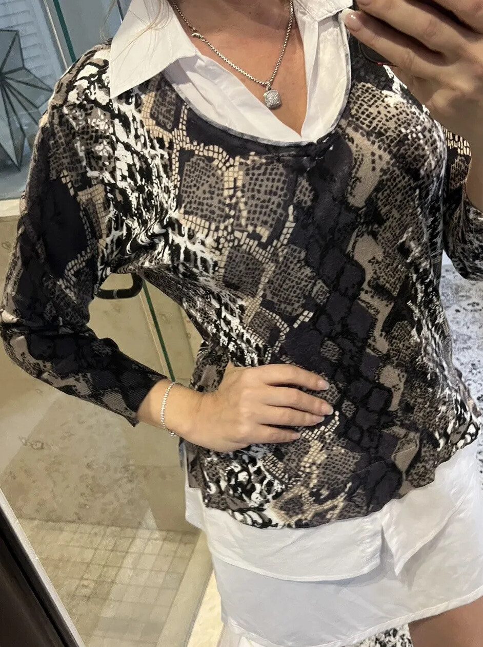 Joseph Ribkoff Layered Python Sweater Black Size L - image 4