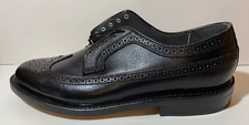 WINGTIP LONGWING MEN'S VINTAGE NOS BLACK LEATHER  BROGUE OXFORDS SHOES