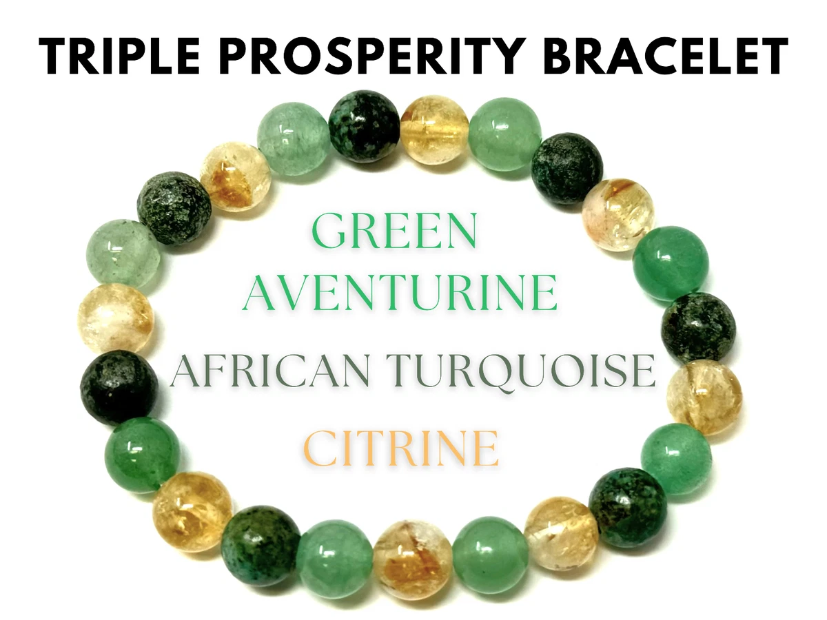 Prosperity Bracelet 8 mm Beads Citrine Green Aventurine