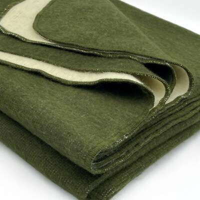 EXTRA LARGE SOFT & WARM ALPACA WOOL BLANKET 76x91'' OLIVE GREEN SOLID PATTERN