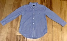 RALPH LAUREN BOYS BLUE PINSTRIPE BUTTON DOWN SHIRT SIZE 6 EXCELLENT COND LD5