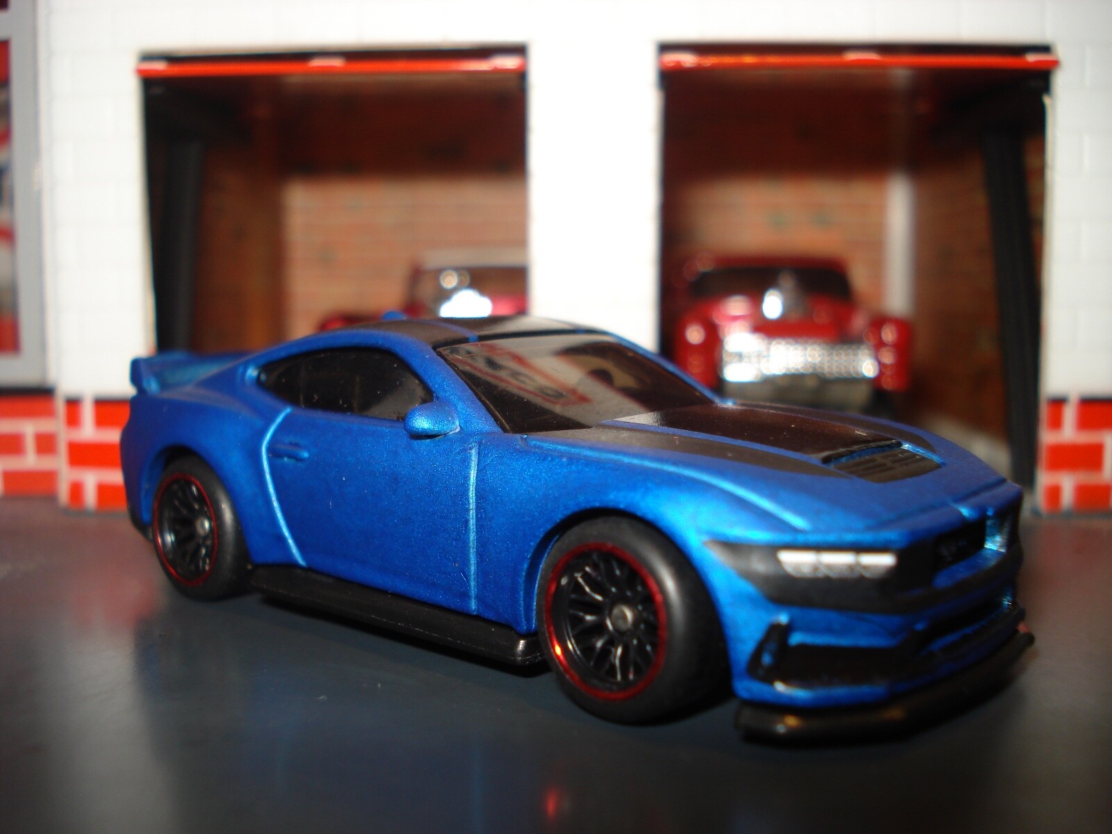 2024 MUSTANG DARK HORSE CUSTOM EDITION 1/64 MB CUSTOM WHEELS & TIRES MATTE BLUE